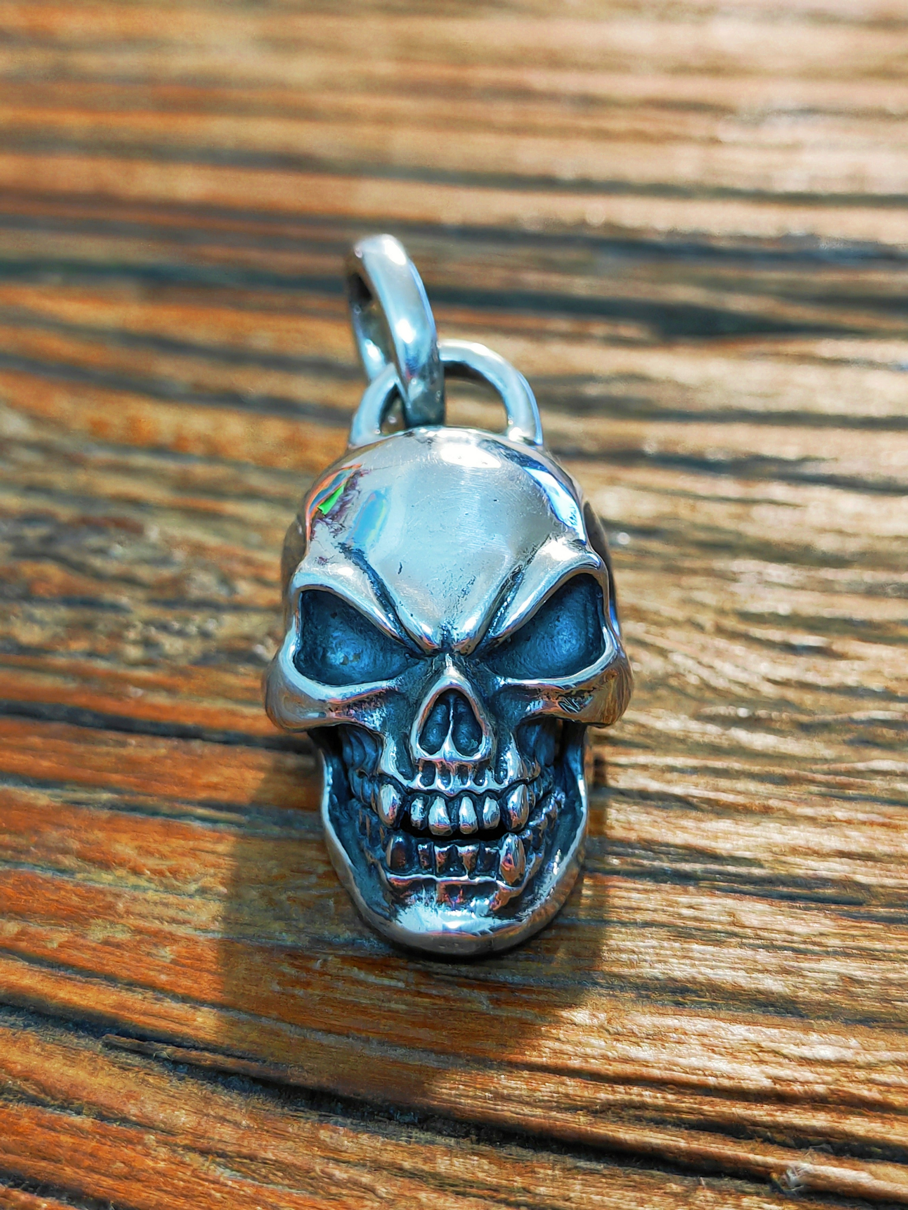 Large Punk Skull Silver Pendant (Item No. P0102) Tartaria Onlinestore