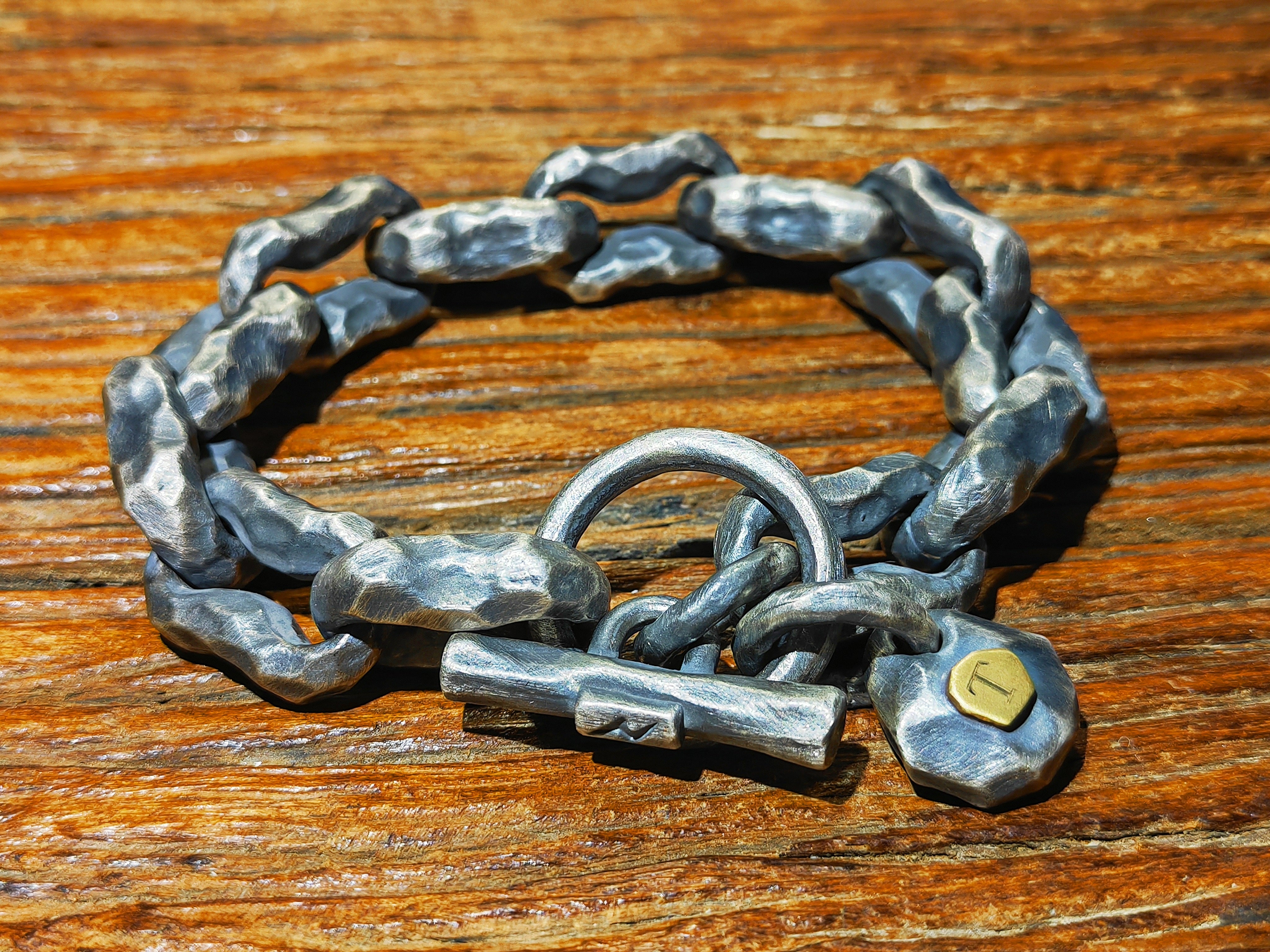 Heavy Metal Hammered Silver Bracelet (Oxidized) (Item No.B0608) Tartaria Onlinestore