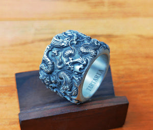 Nine Dragon Silver Ring (Item No. R0125) Tartaria Onlinestore