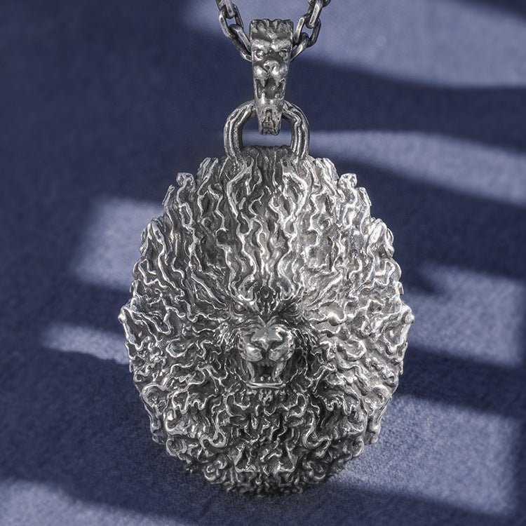 Fantasy Lion Head Silver Pendant (Item No. P0070) Tartaria Onlinestore