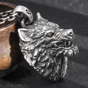 Wolf Head Pure 999 Silver Pendant (Item No. P0081) Tartaria Onlinestore