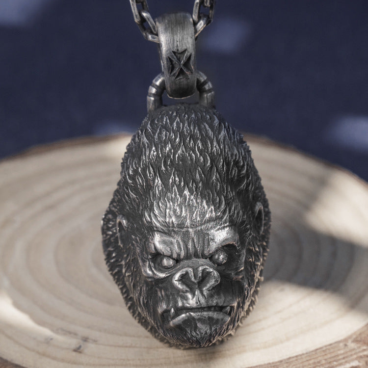 Gorilla Head Silver Pendant (Item No. P0090)