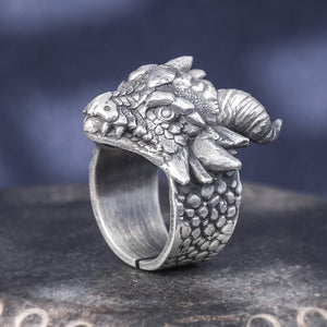 Fantasy Dragon Head Silver Ring (Item No. R0074) Tartaria Onlinestore