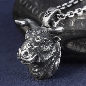 Bull Head Silver Pendant (Item No. P0078) Tartaria Onlinestore