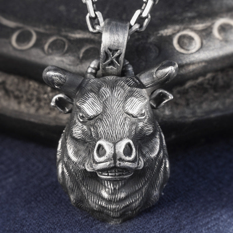 Bull Head Silver Pendant (Item No. P0078) Tartaria Onlinestore