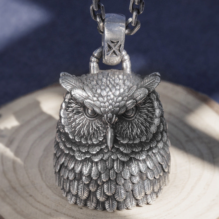 Owl Head Silver Pendant (Item No. P0024) Tartaria Onlinestore