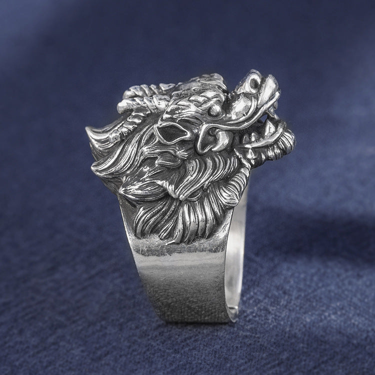 Dragon Head Pure 999 Silver Ring (Item No. R0071) Tartaria Onlinestore