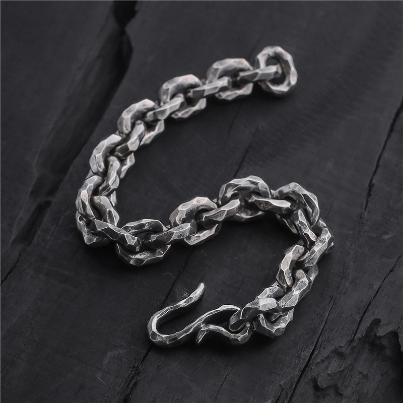 11mm Hammered Silver Bracelet Chain (Item No. B0026) Tartaria Onlinestore
