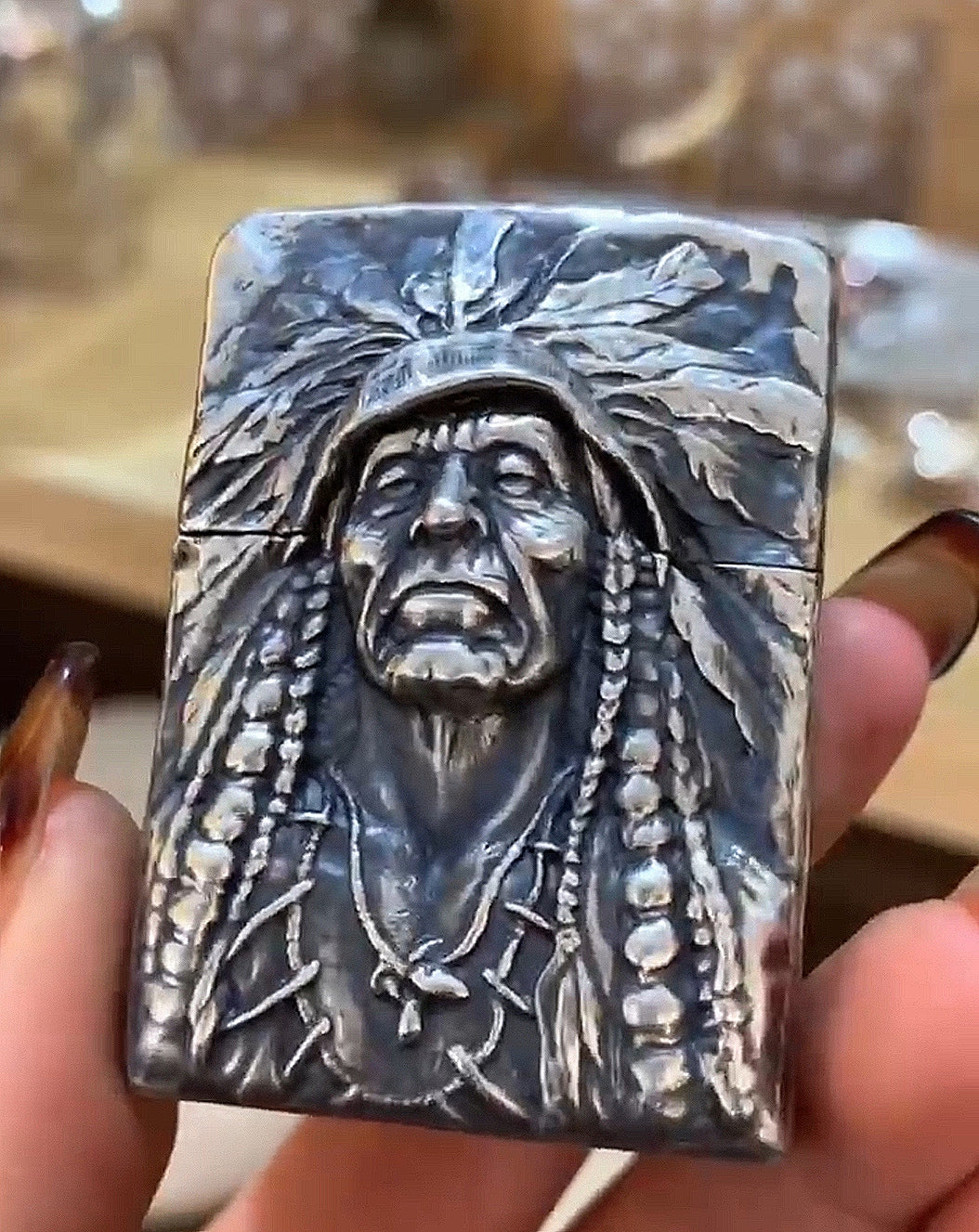 Native Chief Silver ZIPPO Lighter Case (Item No. L0002) Tartaria Onlinestore