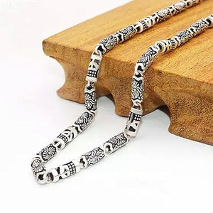 Skull & Flower Silver Necklace Chain (Item No. N0009) Tartaria Onlinestore