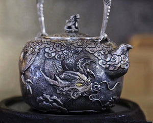 Dragon Pattern Pure 999 Silver Pot Tartaria Onlinestore