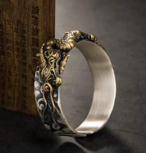 Golden Dragon Silver Bangle (Item No. B0183) Tartaria Onlinestore