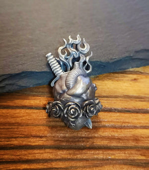Heart & Rose Silver Pendant (Item No. P0160) Tartaria Onlinestore