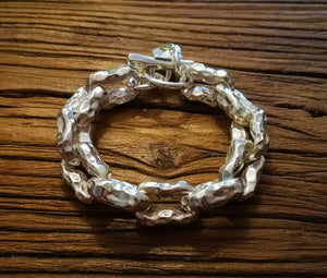 Heavy Metal Hammered Silver Bracelet (Highly Polished) (Item No.B0565) Tartaria Onlinestore